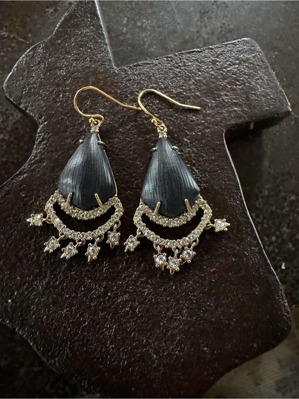 Alexis Bittar Black Teardrop Crystal Fringe Earrings